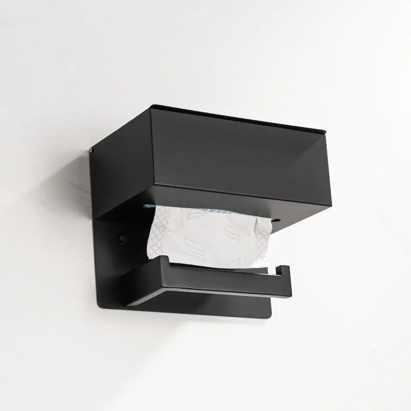 Black Pull-out Paper Holders 304 Stainless Steel Tissue Box With Cover Toilet Wall Mounted Household Roll Paper Holder