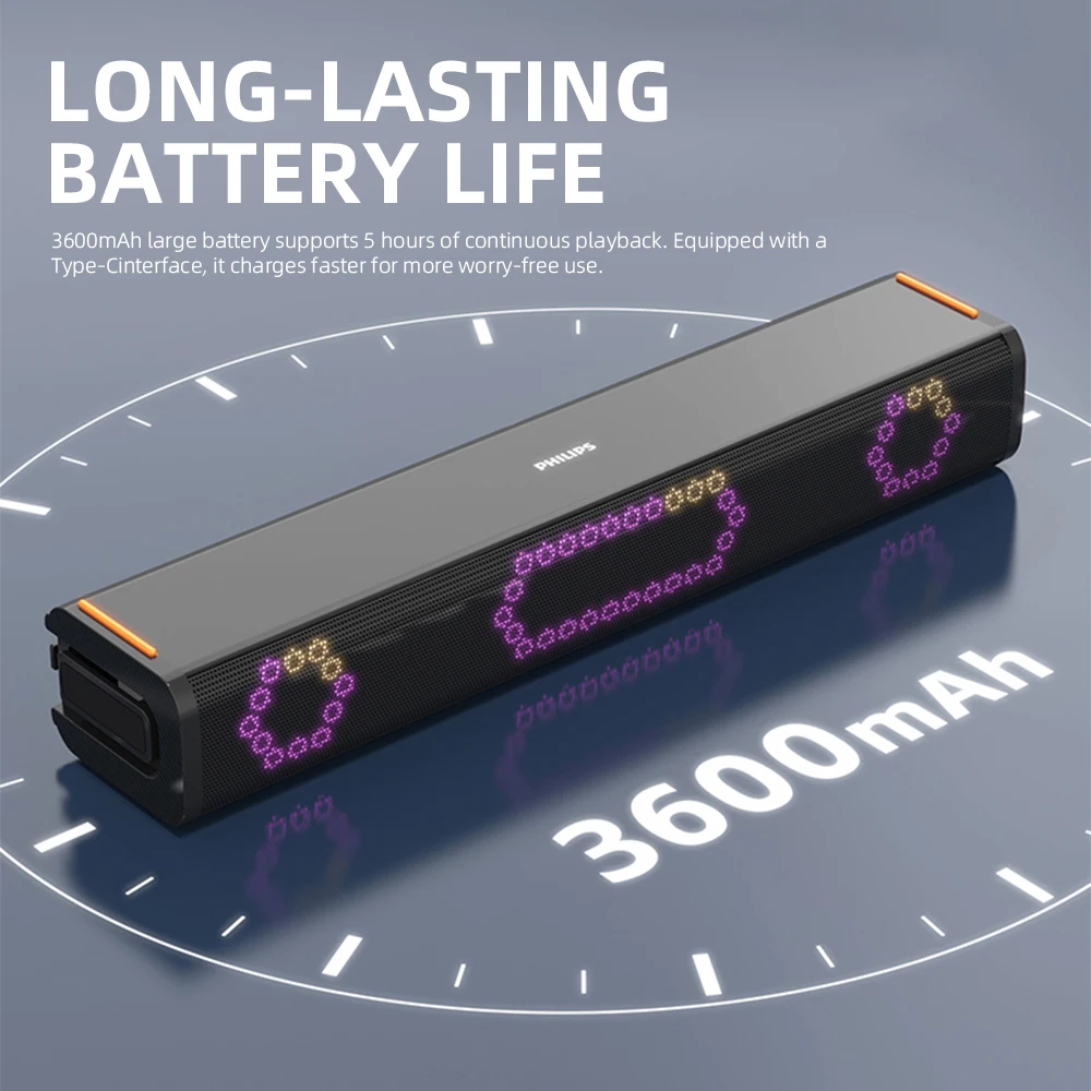 

PHILIPS TAB3120/93 Саундбар, умный пульт дистанционного управления, двухрежимное соединение, проводной/Bluetooth, аккумулятор 3600 мАч с эффектом светового спектра