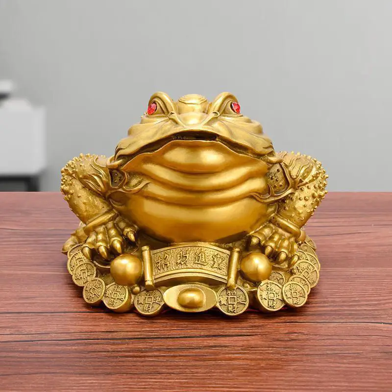 Copper , Three-Legged Toad, Golden Cicada Ornament, Extra-Large Size, Fortune-Bringing Opening Gift, Shop Decoration