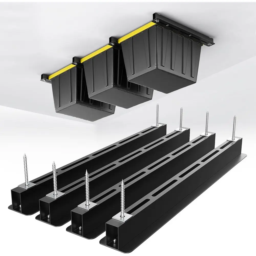 

Потолочная система хранения, сверхпрочная стеллажная система для гаража, регулируемая потолочная система хранения контейнеров, 4 комплекта или 3 контейнера, 26 дюймов