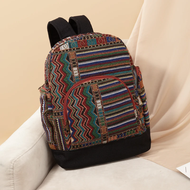 Annmouler New Designer Women Backpack Large Capacity Rucksack Bohemian Style Shoulder Bag Roomy Student School Bag Durable Bag