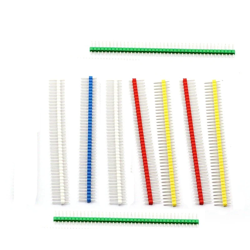 Stlxy 10PCS 40Pin 1x40P Male Breakable Pin Header Strip 2.54mm Long Blue Red White Green Yellow Connector 5 Colors