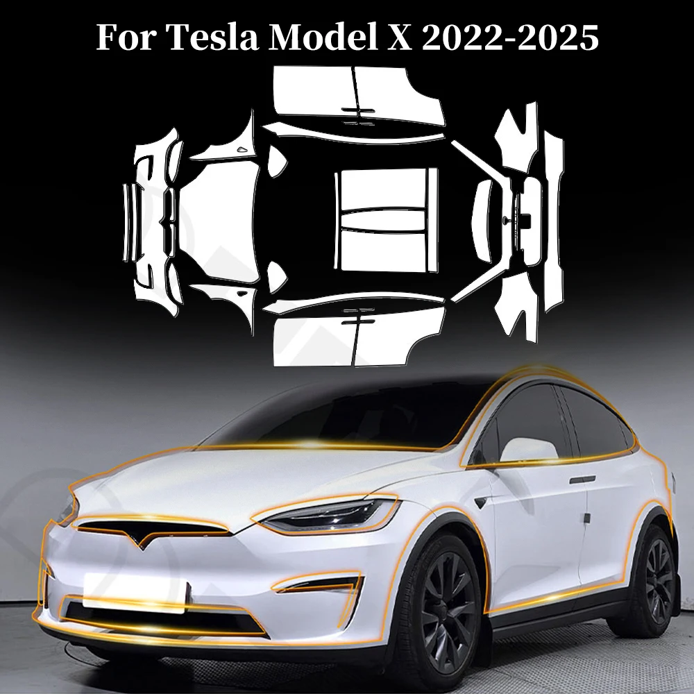 

Для Tesla Model X 2022-2025 9Mil, защитная пленка из ТПУ от царапин, прозрачный бюстгальтер для кузова автомобиля, устойчивый к PPF, невидимый чехол