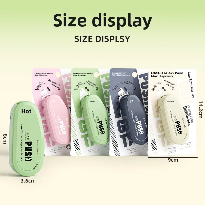 4‑Pcs Push‑Out Dot Glue Tape Refillable Adhesive Roller Tape Strong Sticky Double‑Sided Tape for Scrapbooking DIY Craft Office S
