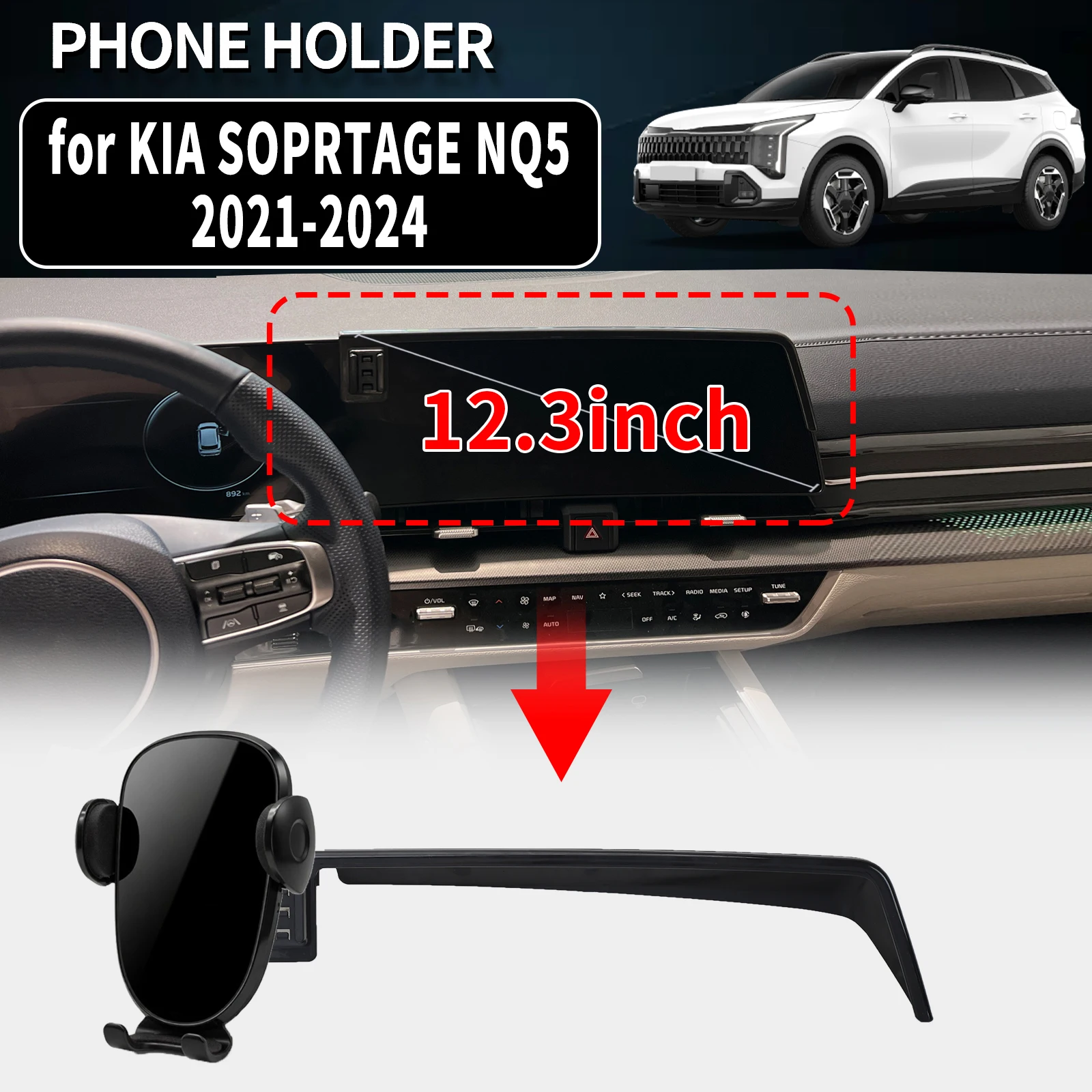 Suporte para telemóvel específico para o veículo KIA SOPRTAGE NQ5, modelos 2021, 2022, 2023 e 2024. Suporte para GPS de carro, fácil de instalar. Aces