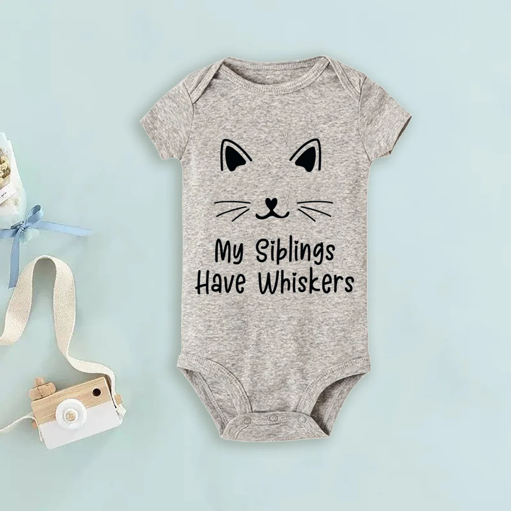 My Siblings Have Whiskers Bodysuit Cat Baby Romper Baby Shower Gift Newbron Funny Clothes Pregnancy Announcement Jumpsuit