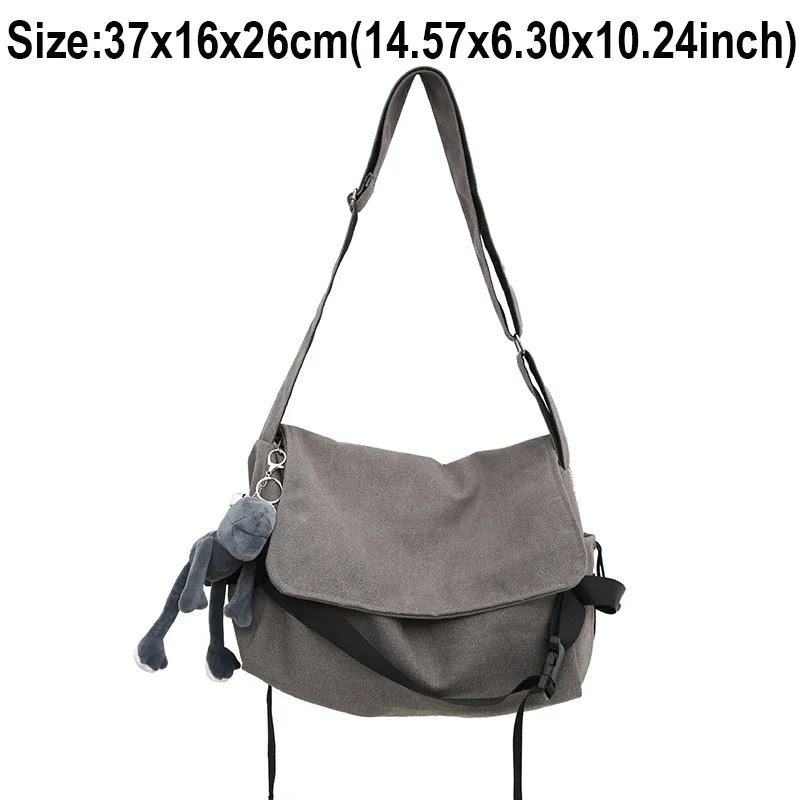 Black/Gray Canvas Crossbody Bags Women Men Fashion Unisex Shoulder Handbags Big Capacity Messenger Bag Female Male School Bag 가방