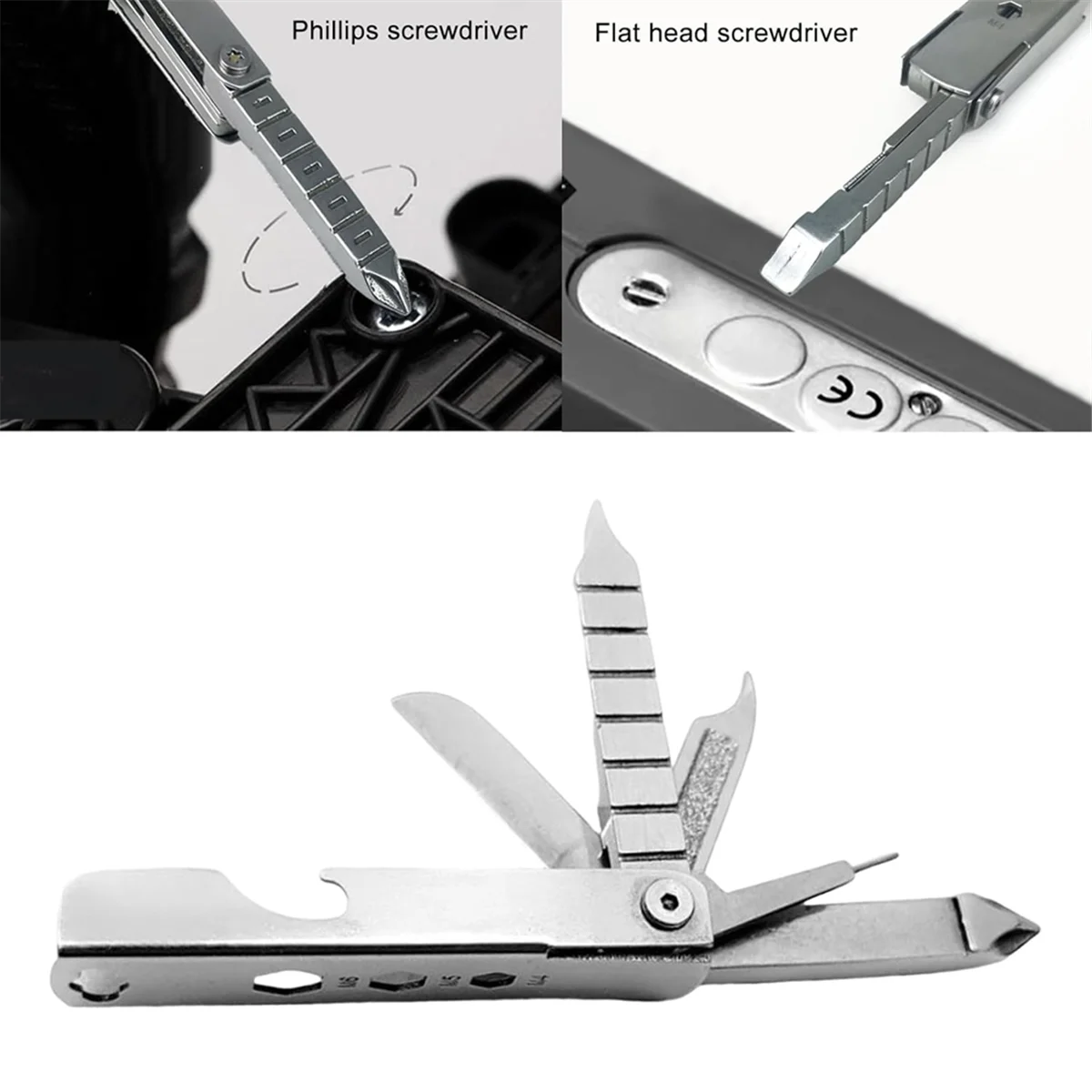 A72P 11 w 1 Multitool Slot Screwdriver Bit Bottle Opener Card Removers Outdoor Folding Multi Tool Portable Keychain
