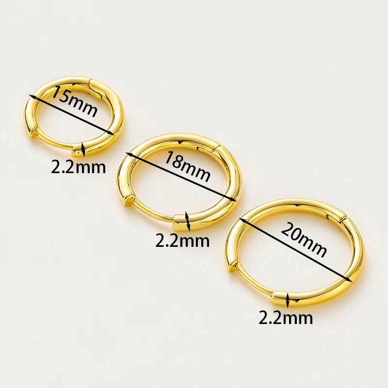 2Pair 14K/18K Gold Color Plated Brass Earrings Simple Round Circle Earring for DIY Women Fashion Jewelry Making Accessories