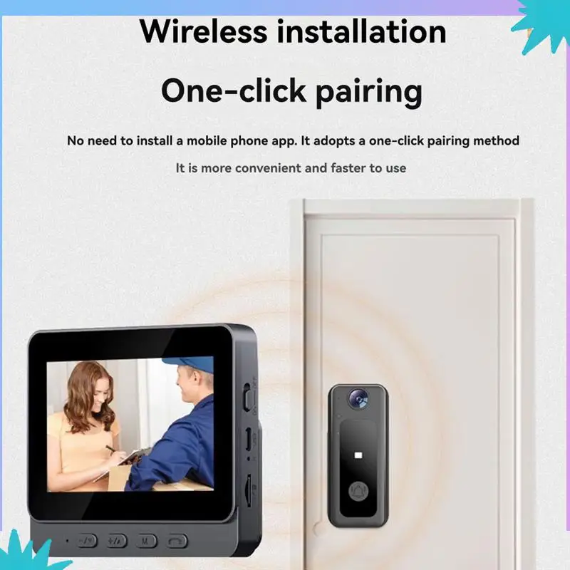 Abzw tuya campainha visual de segurança inteligente intercomunicador sem fio 4.3in lps-screen hd visão noturna câmera de vídeo campainha