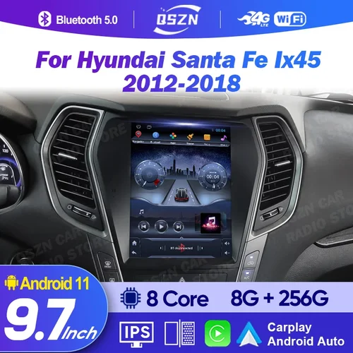 Imagen 1 del producto Radio de coche para Hyundai Santa Fe Ix45 2012 - 2018 navegación GPS estéreo Multimedia pantalla Vertical Android Auto BT No 2 DIN