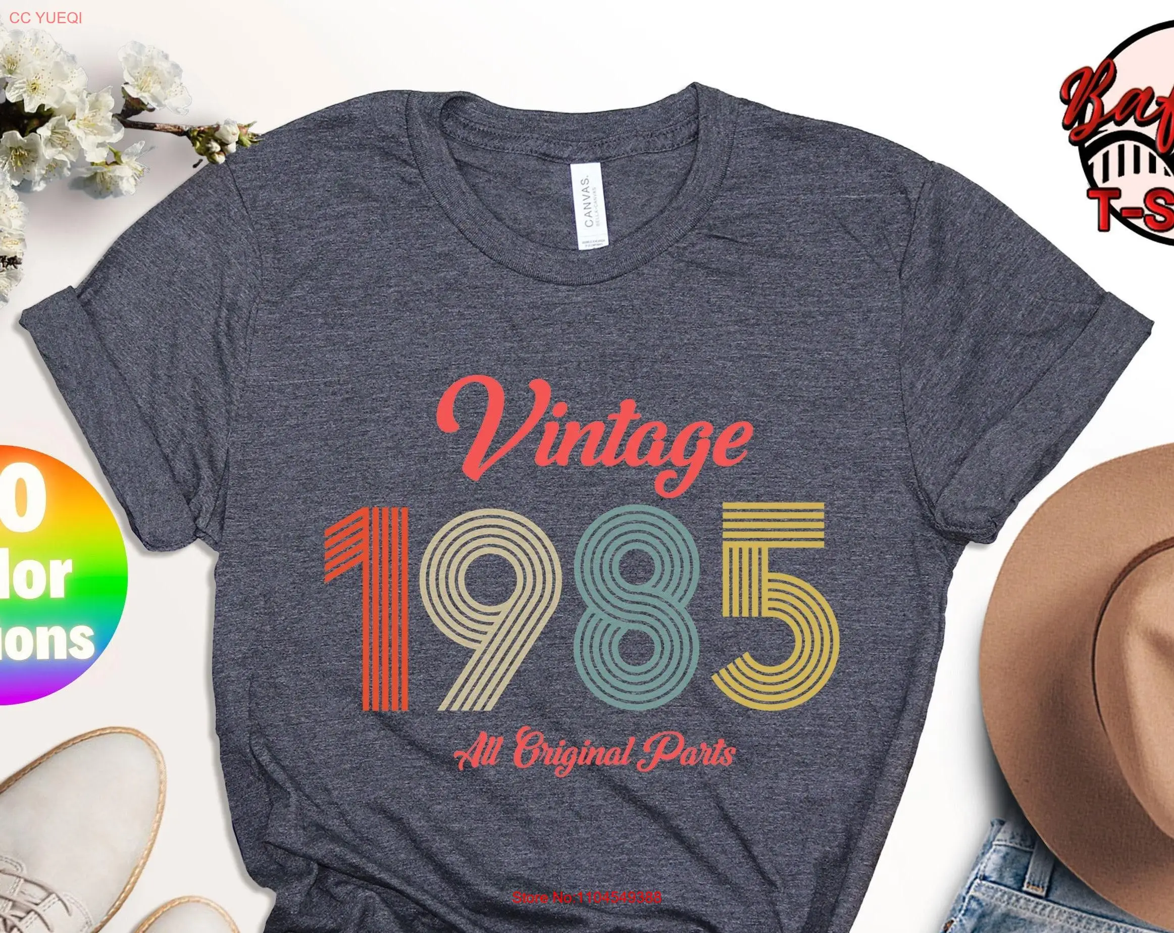 

39th Birthday T Shirt Vintage 1985 for Retro long or short sleeves