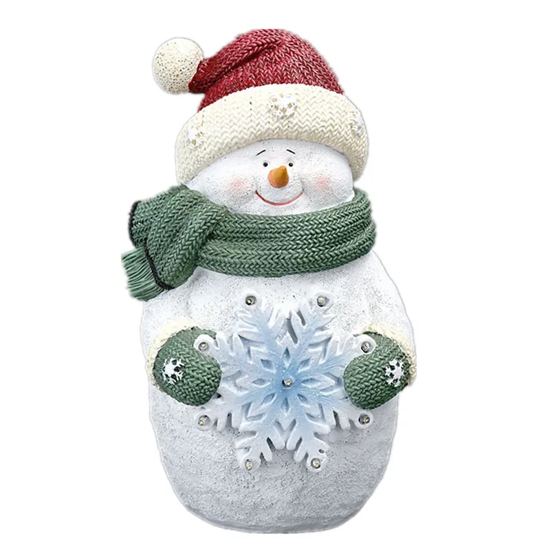 

Christmas 2021 Ornaments For Home Decor Statues Christmas Gift Resin Snowman Light Sculptures Figurines For Interior Room Craft