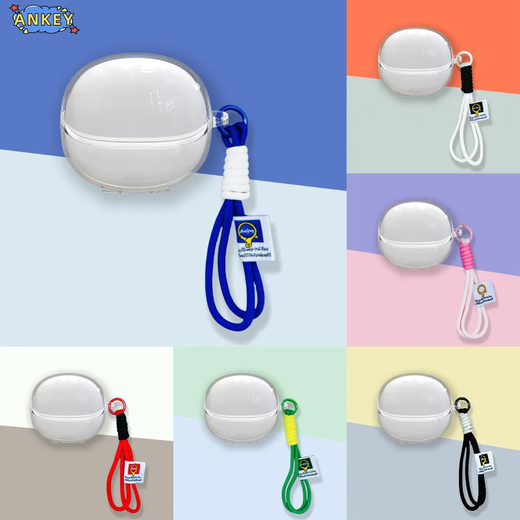 Clear Case for QCY MeloBuds Pro Nylon Lanyard HT08A Soft Protective Cover Shells Anti Dust Sleeve Hand Rope Strap Accessories