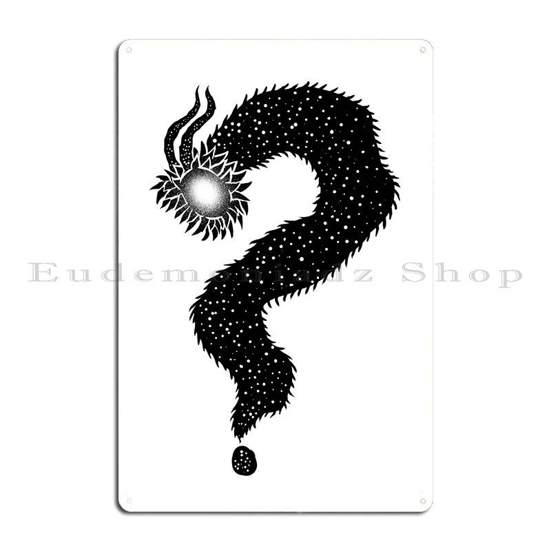 Dragon Question Mark Metal Plaque Rusty Home Club Character Club Tin Sign Poster