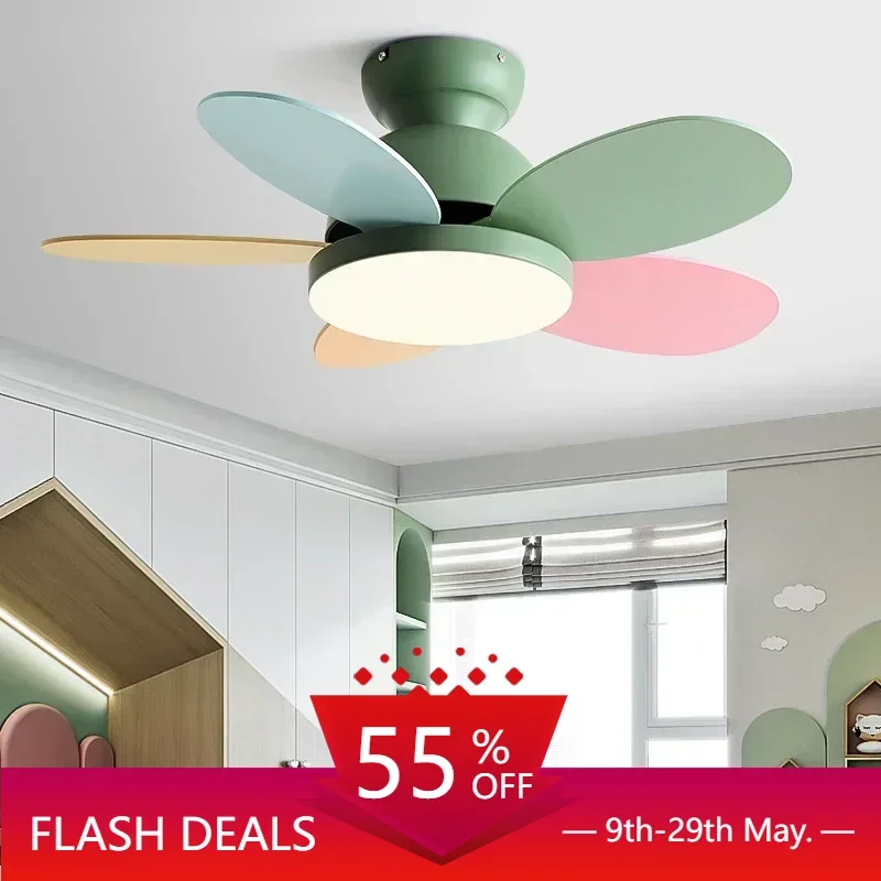 

Children Room led Ceiling Fan Light Modern Ceiling Fan With Light And Control Low Floor Household Fan Support 110V 220V