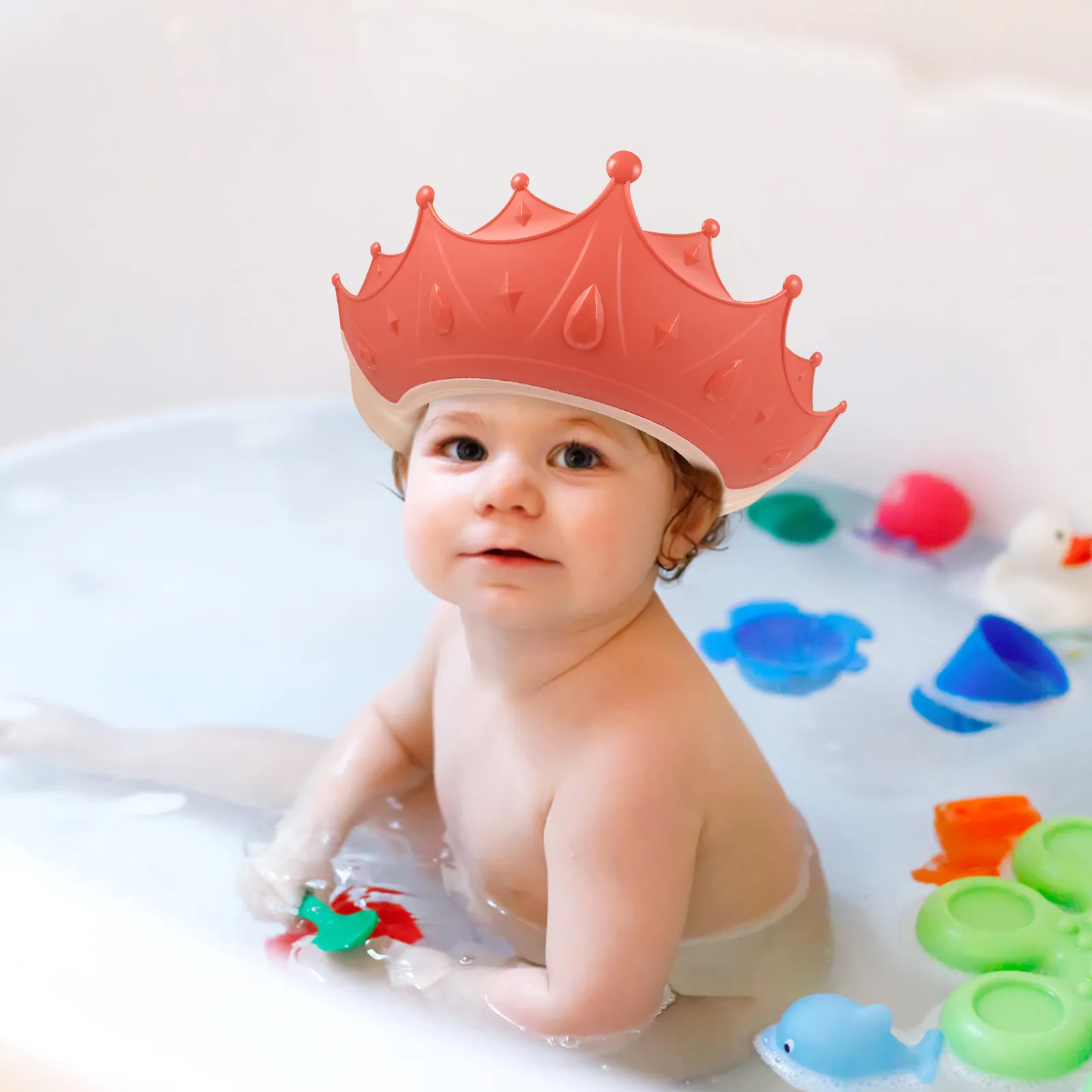 

Baby Shower Hat Adjustable Bright Color Bathing Hair Wash Shield for Infants Toddlers Kids Hair Washing Shield Shower Visor