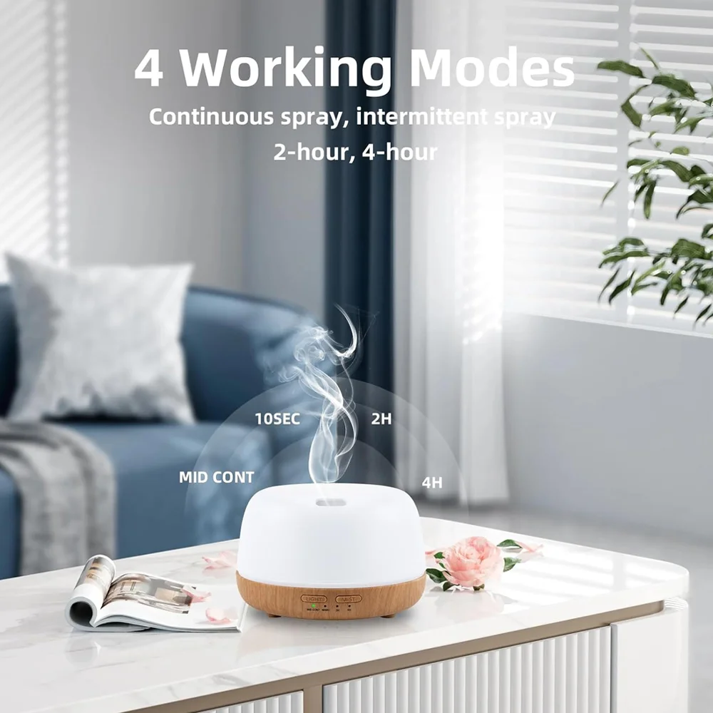 Modern Minimalist LED Ultrasonic Essential Oil Diffuser with Aroma Mist & Moisture Output Control for Home Decor