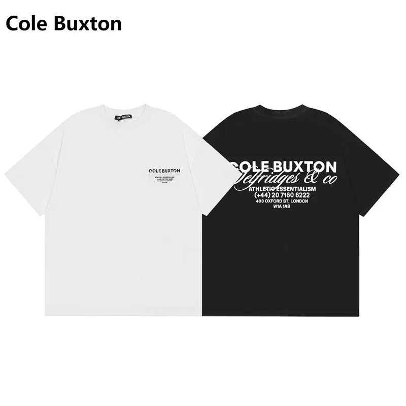 Camiseta Cole Buxton Minimalista con Eslogan, Estilo Western, Corte Holgado, Algodón Puro, Manga Corta, Color Blanco