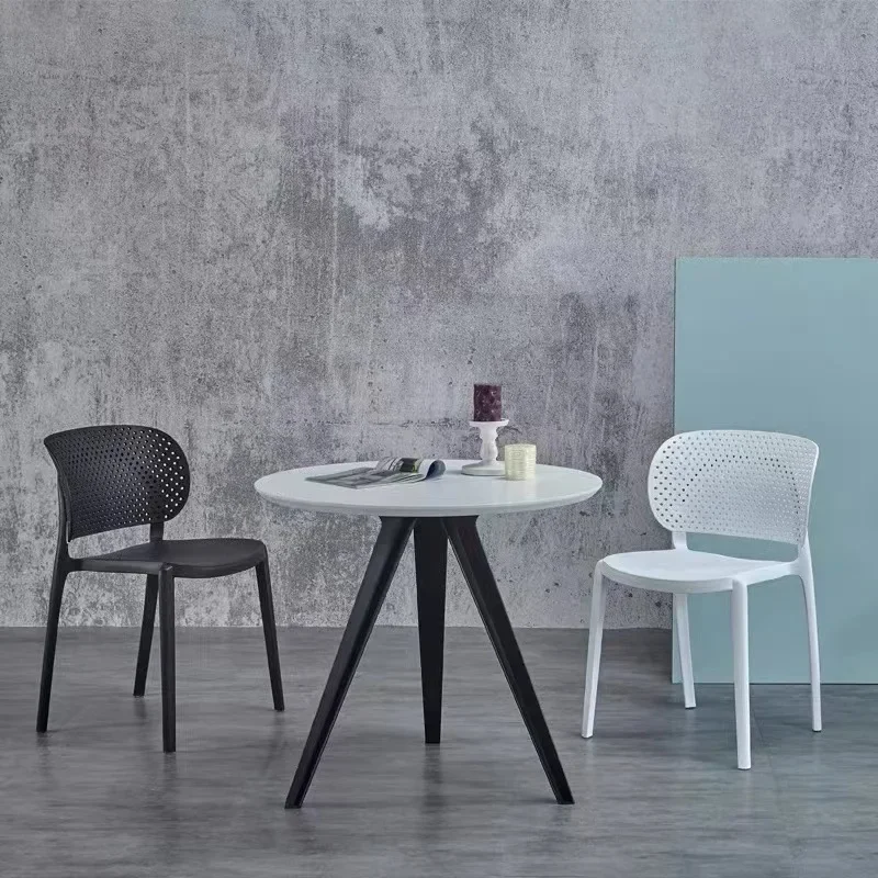 Durable thickened plastic chair, Nordic backrest hole chair, library reading chair, milk tea shop, 5 fast food glue chairs