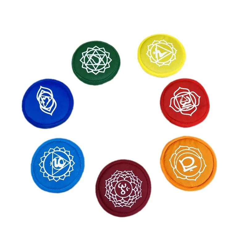 Nepal Copper Tibetan Singing Bowl Set of 7 Chakra Semi-Handmade Yoga Meditation Colored Bowl Ear Picking Chime Healing Gift 8CM