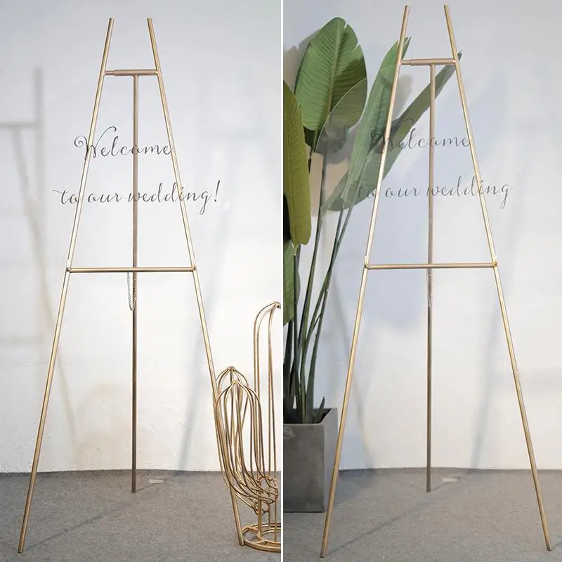 Wedding Props Poster Display Frame Photo Frame Bracket Iron Art Floor Style Welcome Sign Drawing Board Bracket Gold