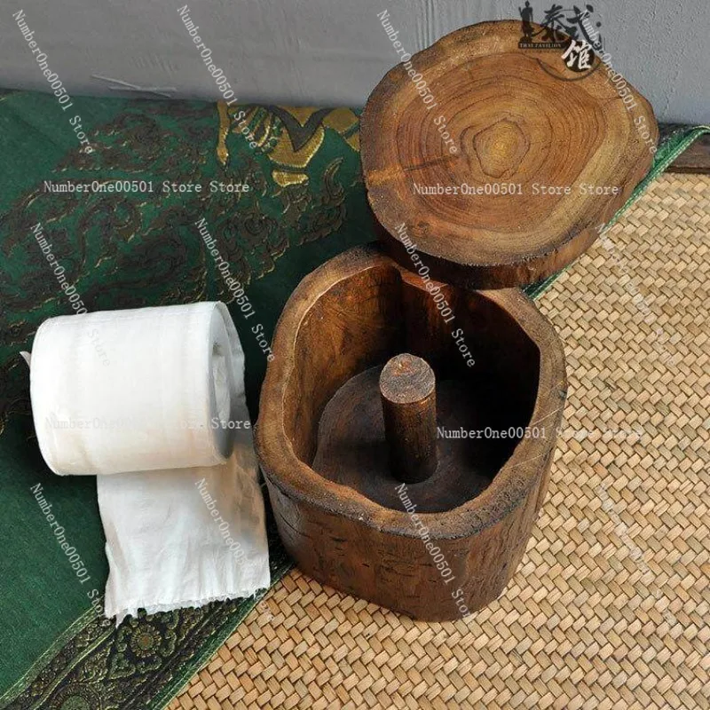 Solid Wood Tissue Holder 15cm Diameter Roll Paper Dispenser For Bathroom Kitchen Toilet Hotel Home Moistureproof Durable