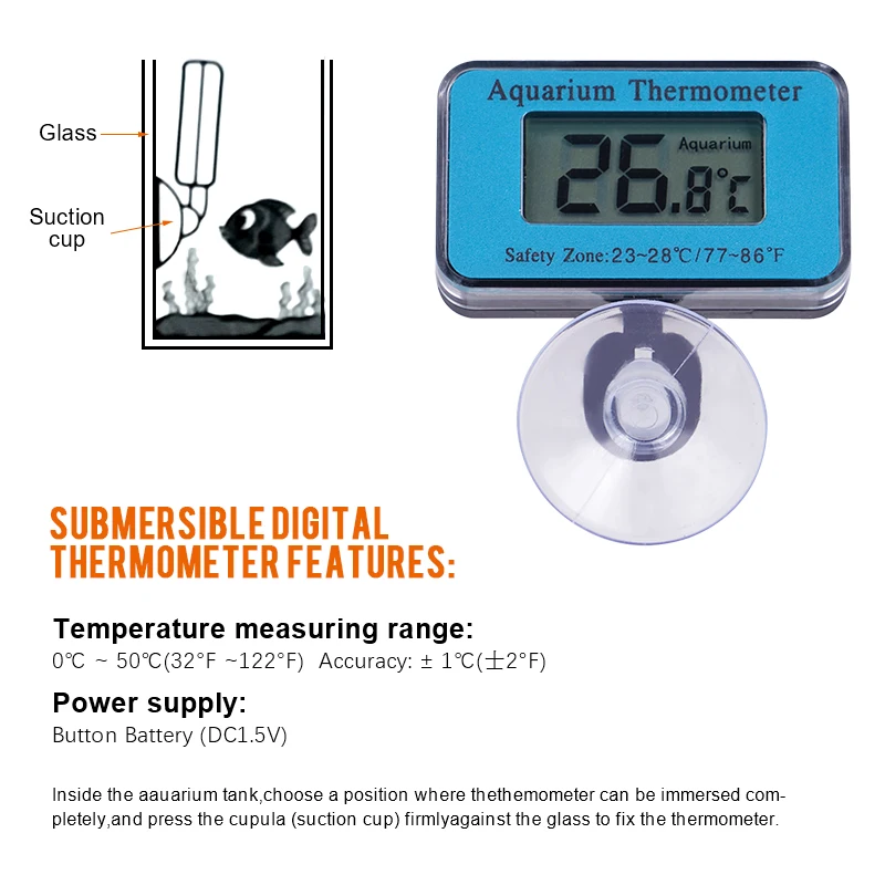 Termómetro para acuario con pantalla LCD digital y ventosa precisa - imagen 4