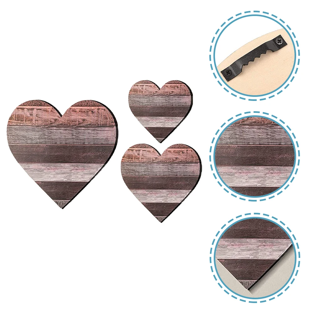 

3Pcs Heart Wall Decor Charming Heart Shape Wood Plaques Perfect for Bedroom Living Room Rustic Wall Decoration Love Signs