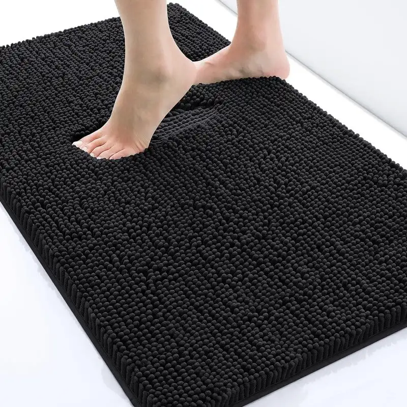 

Bathroom Rugs, Extra Soft and Absorbent Bath Mat, Black, 16"x24"