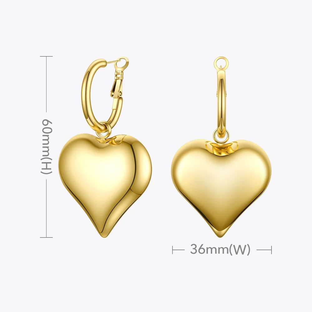 ENFASHION Statement Big Heart Drop Earrings For Women Stainless Steel Gold Color Dangle Earings Fashion Jewelry Party 2020 E1152