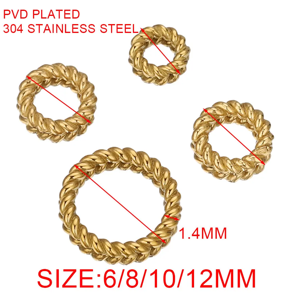 20pcs Stainless Steel Twist Rope Circle Connector Closed Jump Rings Split Ring Thick for DIY Jewelry Materials Making Supplies gallery 2