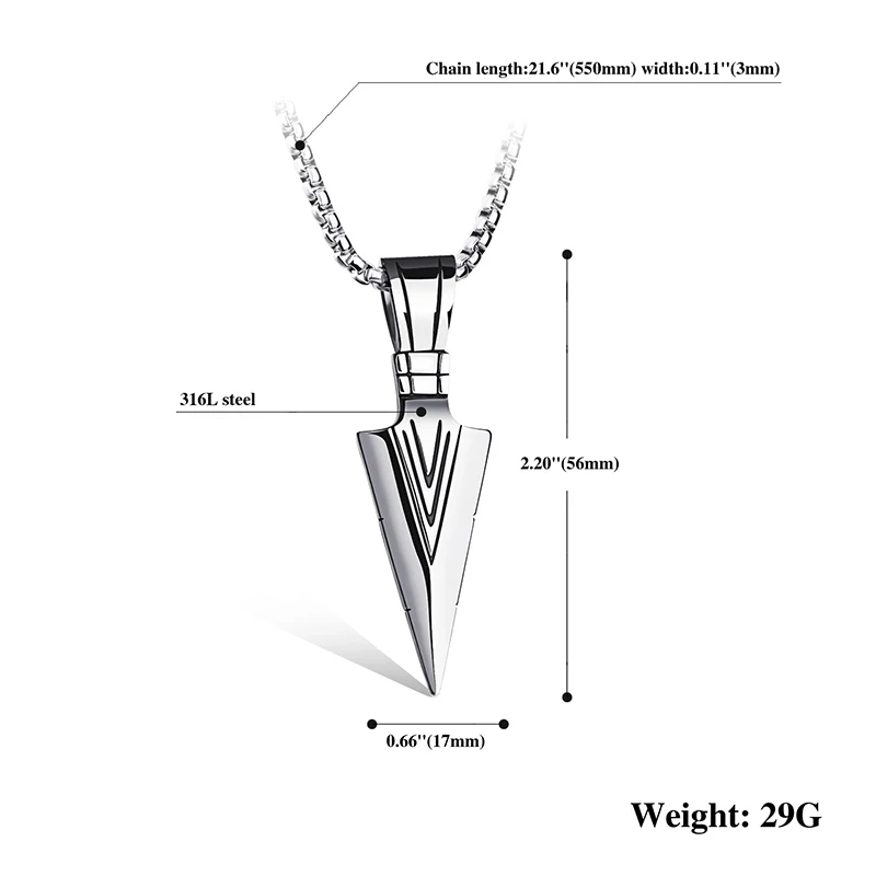 ZAKOL Hiphop Brazil Spearhead Arrows Stainless Steel Pendant Necklaces For Men Boys Cuba Metal Clavicle Chain Choker Jewelry image 6