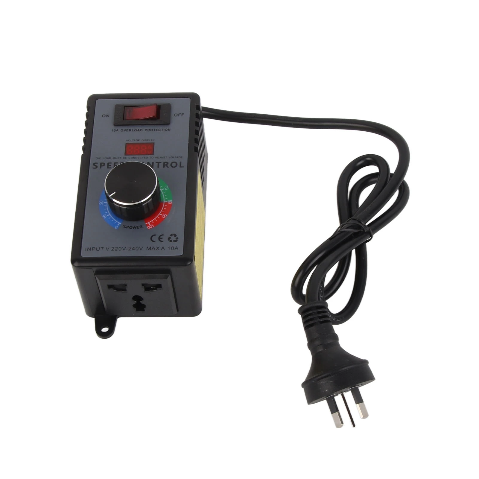 AC Motor Speed Controller 10A 0-220VAC Output AC220-240V AU Input Variable Fan Speed Regulator with Overload Protection