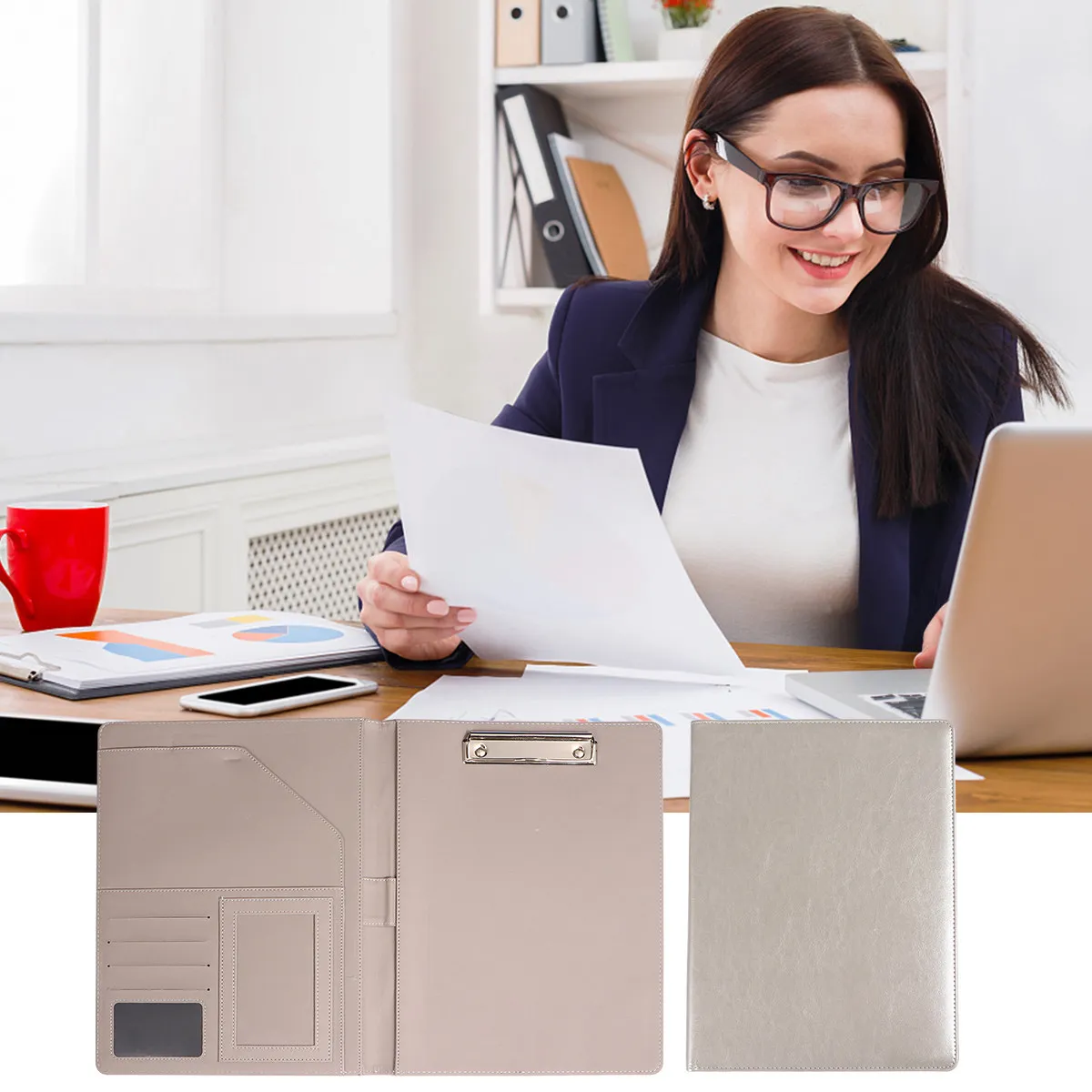 1Pcs Business Document Folder Waterproof Oil Resistant A4 File Holder Office Presentation Document