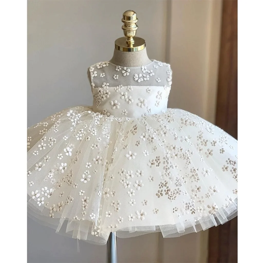 Girls Party Dresses Elegant Princess 1st Birthday Baby Baptism Dress Tulle Wedding Kids Dresses Girl Children Ball Gown Costume