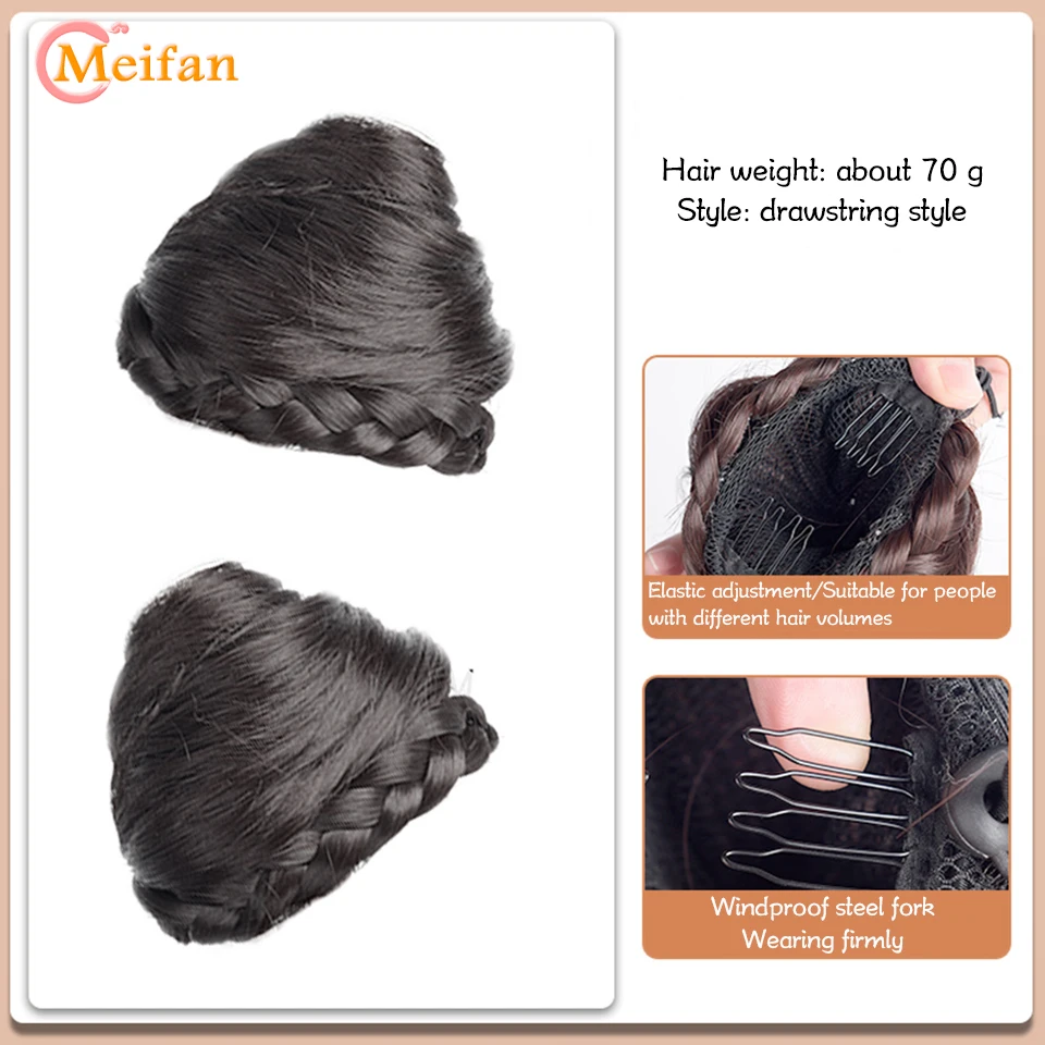 MEIFAN Cat Ear Hair Bun Women's Chignon To Increase Hair Volume Fluffy Clip-on Hairtail Extension Synthetic Fake Bun for Women