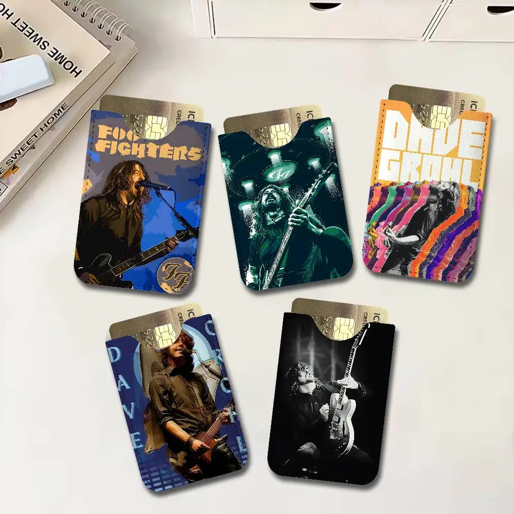 Rock Musician D-Dave G-Grohl F-Foo F-Fighters Men's Genuine Leather Mini Card Wallet, Ultra Thin Credit Portable Business Card