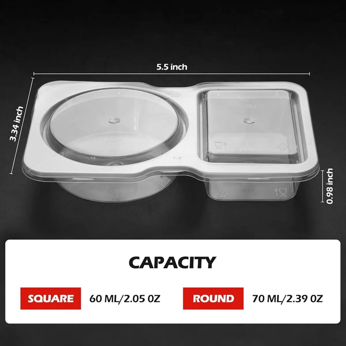 MALL 40PCS Reusable Snack Containers, 2-Compartment Dipping Containers with Lid for Refrigeration,Sauce Dip Case