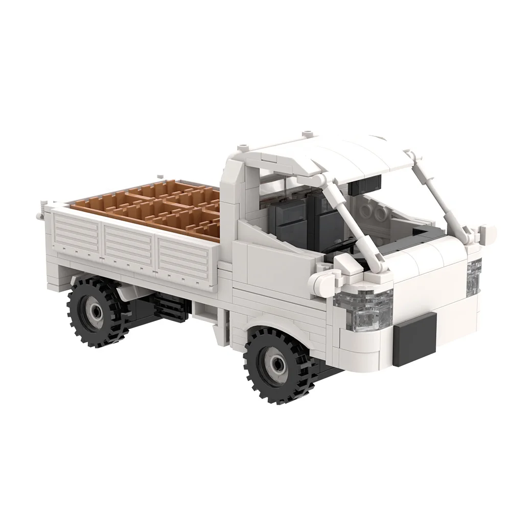 MOC White pickup truck transport vehicle Building Blocks Model Fruit transportation Bricks Assembled Toy for Children Gift