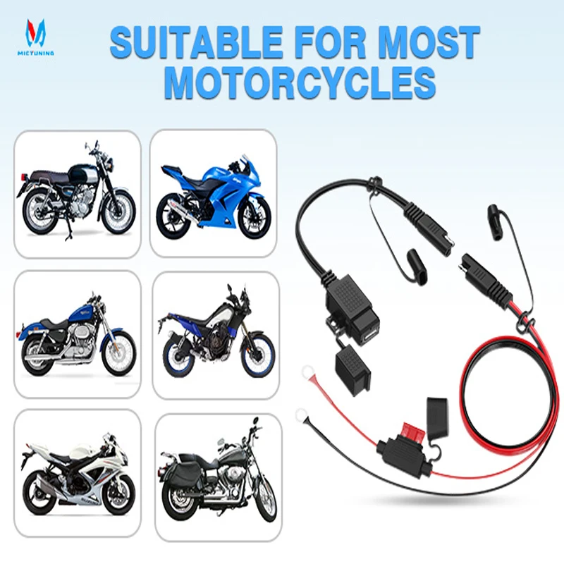 

SAE 12V SAE to USB Cable Adapter With Inline Fuse Phone GPS MP4 Charger Cable USB Fast Connector Car Motorcycle Battery Cable