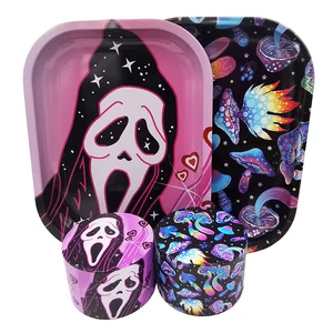 2 قطعة فطر المتداول صينية 180x140mm مجموعة مطحنة الأعشاب شبح روز القلب شجرة التدخين اكسسوارات أفضل 10 طقم ماريجوانا وردية مبيعا - رقم 1