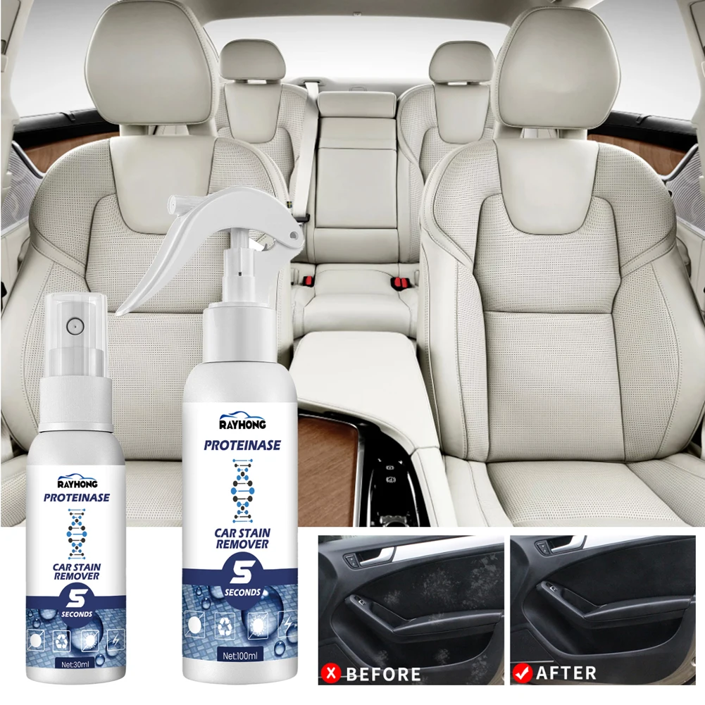 30ml/100ml Car Interior Cleaner Multi-purpose Leather & Upholstery Cleaning Agent Powerful Stain Remover for Auto Home Cleaning