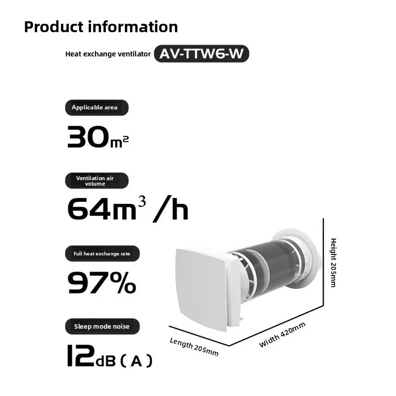 Two-way flow through the wall fresh air system, full heat exchange and discharge integration