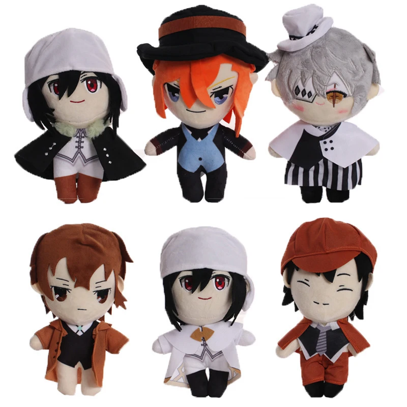 22-25cm Stray Dogs Plush Stuffed Toys Dazai Osamu Cartoon Anime Figure Doll Children's Birthday Gift Kawaii Christmas Decoration