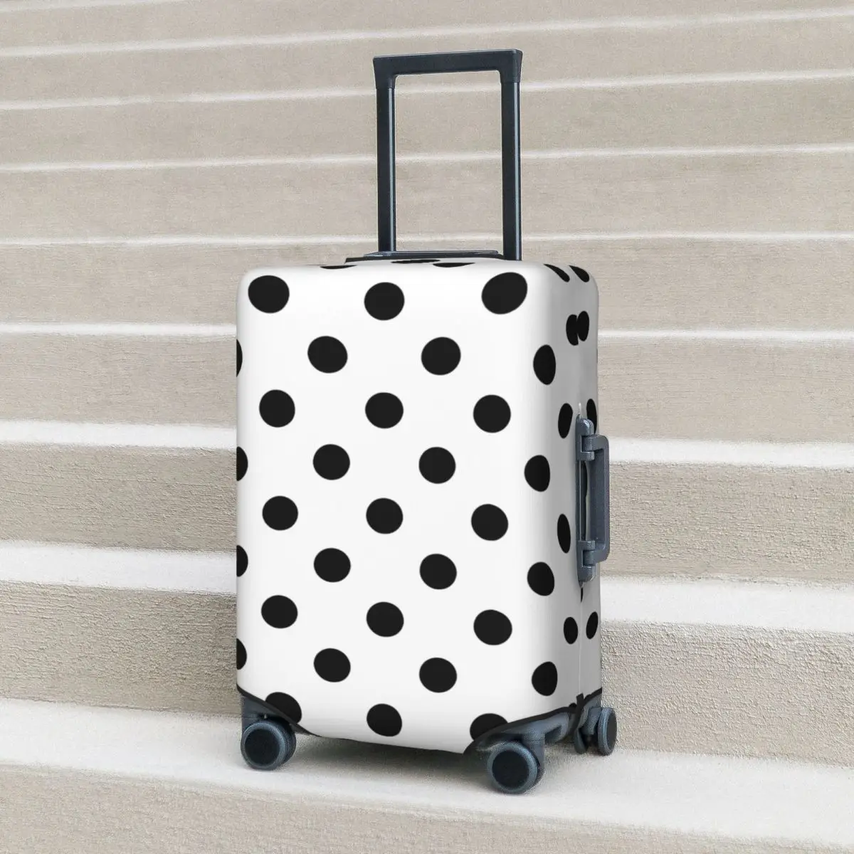 

White And Black Classic Polka Dot Print Suitcase Cover Business Protection Holiday Useful Luggage Supplies