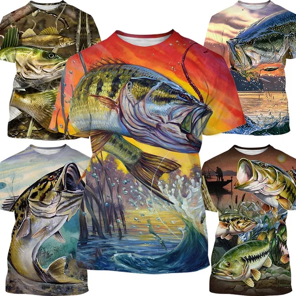 

Summer Men's Short Sleeve 3D Printed Fish Hunting Pattern Design T-shirt Special T-shirt