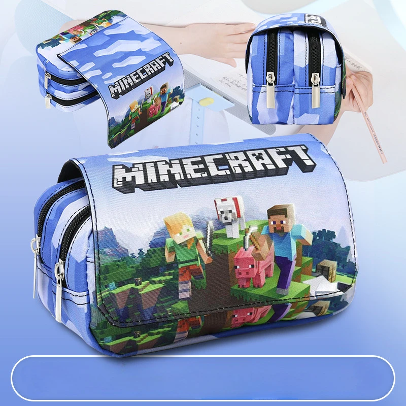 Minecrafte Pencil Bag 10Styles My World Cartoon Creative Double-layer Pencil Case for Students School Large Capacity Bag Toy