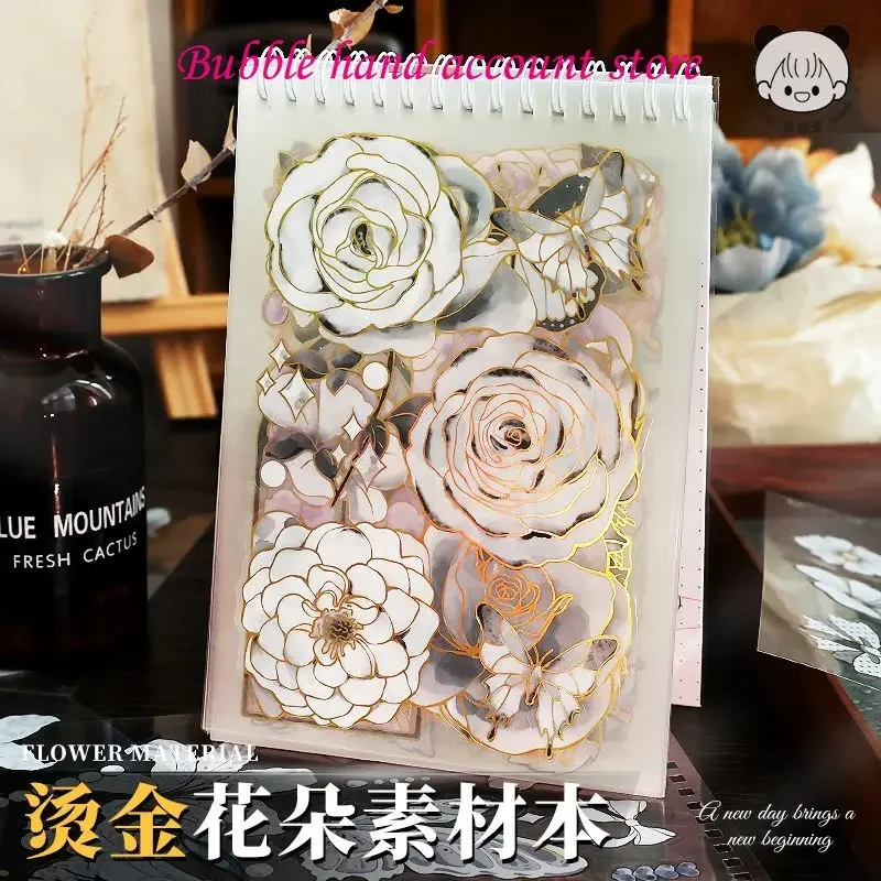 Telado Retro Flower Material Notebook Booklet Stickers Pet Die Cutting Cute Girl Children's Poster