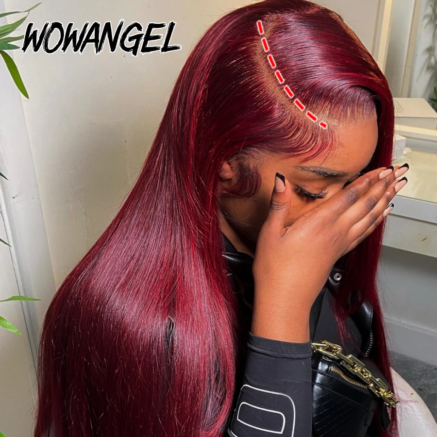 Pre Cut Lace13x6 HD Lace Front Wigs 250% 99J Burgundy Silky Straight Wigs Invisible HD Lace Frontal Human Hair Wigs For Woman